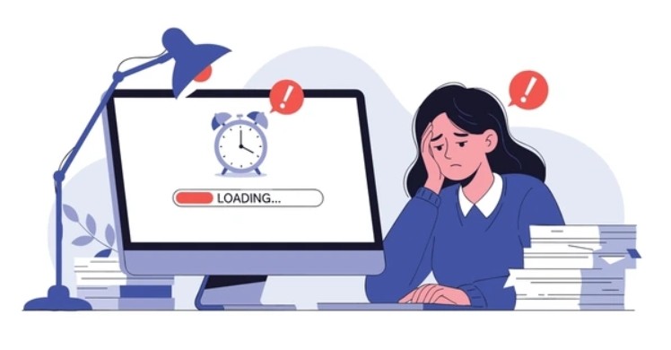 Illustration of a slow website frustrating a visitor